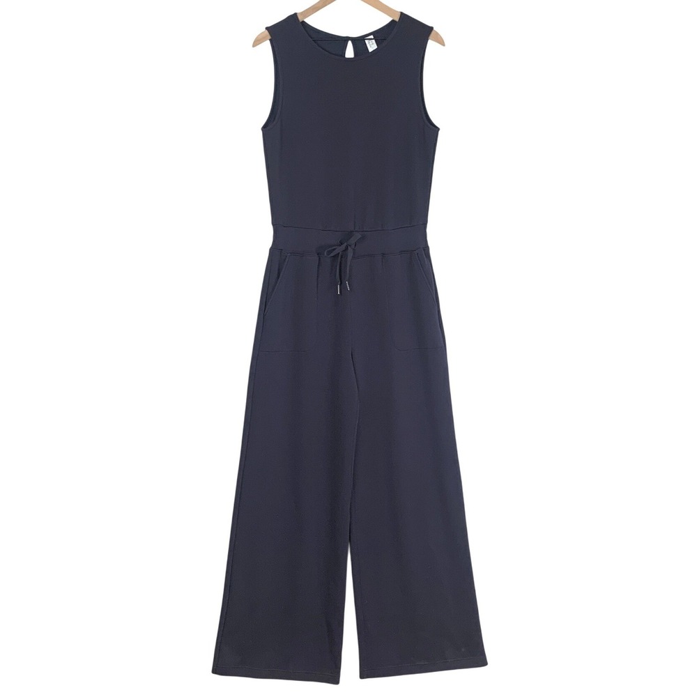 SPANX AirEssentials Wide Leg Jumpsuit Sz M Tall Classic Navy Sleeveless